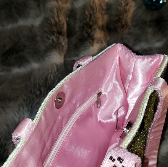 VINTAGE HANDMADE Glass Beaded Purse. Wrigley's Gum Double Mint. Pink - Picture 6 of 8